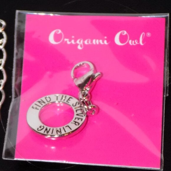 Lot 5 Origami Owl Jewelry Bundle.  Chain & 4 Charms.  Sterling Silver, Swarovski - Picture 5 of 8